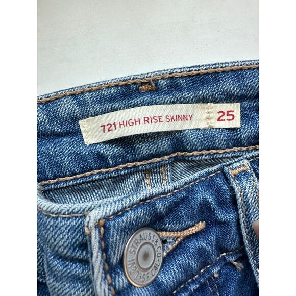 Levi’s 721 High Rise Skinny Jeans Size 25 Distressed Knees - Picture 6 of 11